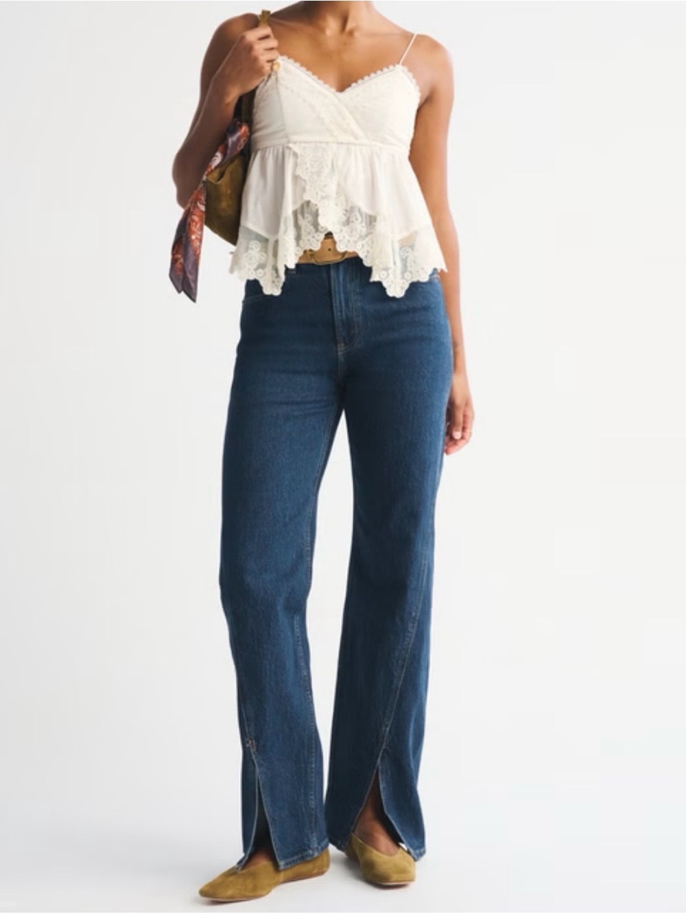 Abercrombie & Fitch Curve Love High Rise 90s Relaxed Split-Vent Hem Jean